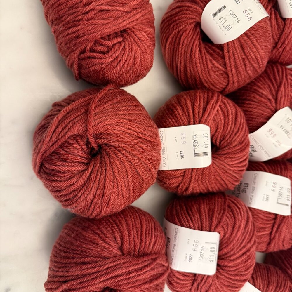 Classic Elite Big Liberty Wool Yarn LOT 14 Color 1027 Carmine DISCONTINUED - Picture 6 of 8
